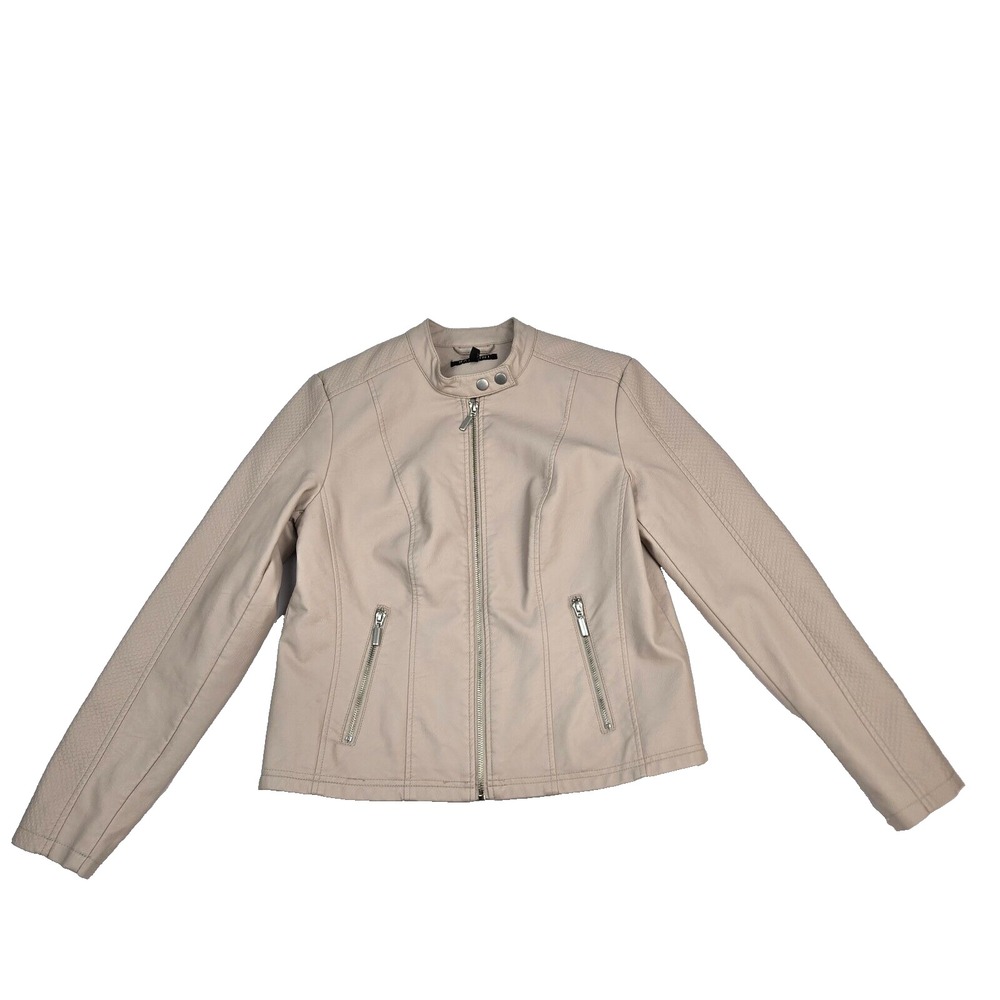 Baccini Faux Leather Jacket Womens Size Medium Long Sleeve‎ Full Zip Moto